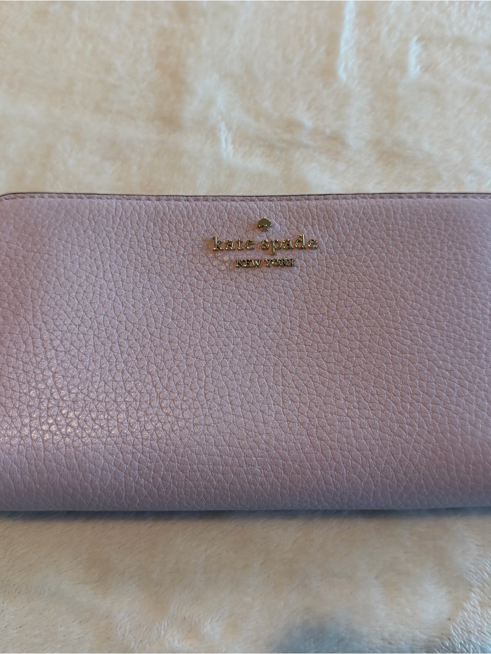 kate spade Pebbled Lilac Leather Continental Wallet with Gold Logo
